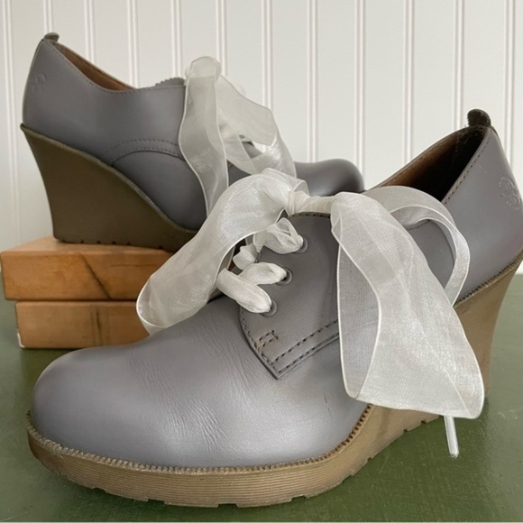 Dr. Martens MIMI Wedge Heels in Steel Gray Leather - Picture 2 of 11